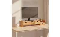 Bamboo Monitor Stand Storage Bamboo Monitor Riser   Desk Organizer with Drawer for Office Workers, Students