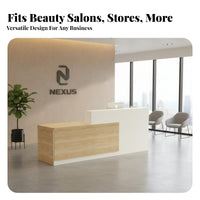 Modern Reception Desk Sturdy Reception Counter Retail Checkout Table Scratch-resistant Engineered Wood Suitable for Offices Retail Stores Medical Centers Salons
