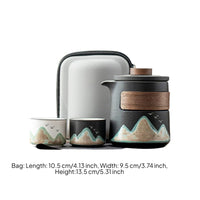 Portable Ceramic Travel Tea Set, Kung Fu Teapot, Infuser Mug