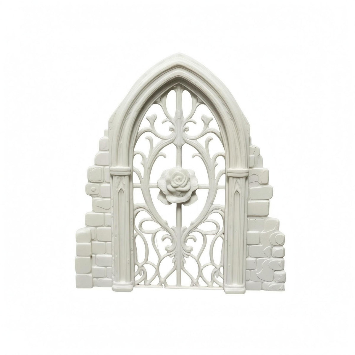 Arched Window Frame Wall Decor Brick-Textured Medieval Arched Window Vintage
