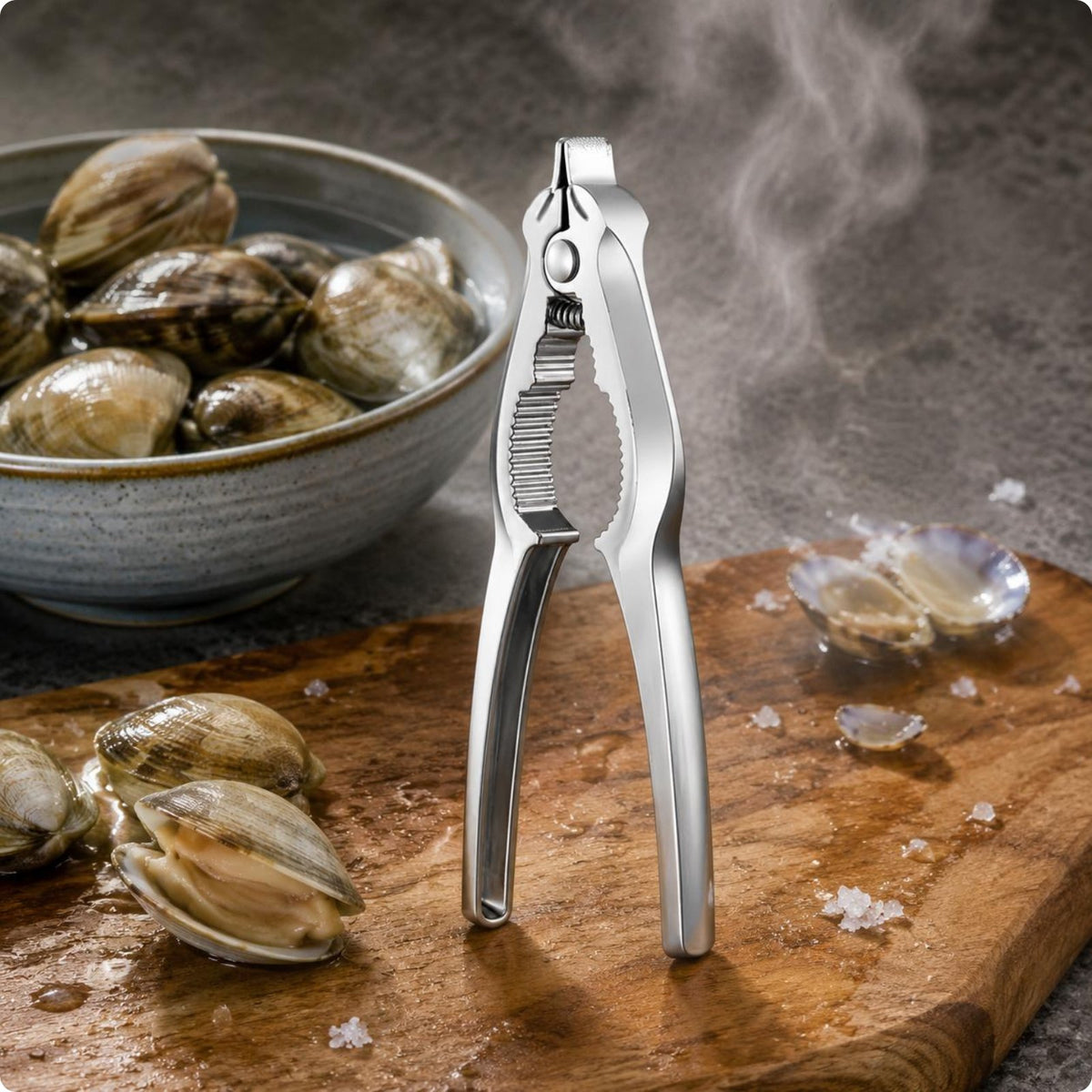 Clam Opener Multifunction Clam Tongs Coil-Powered Loaded for Home Cooking