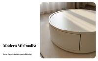 Wheeled Oval Coffee Table with Drawer Space-Saving Living Room Furniture Rounded Corners Easy to Clean for Lounge Area, Bedroom