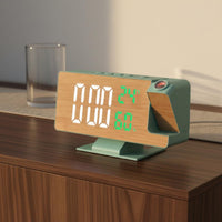 Bamboo Pattern Projection Clock Temperature and Humidity Display for Dorm Room