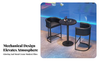 Industrial Aesthetic High Stool and Counter Table Combo Slate Tabletop Counter Dining Table with Stools Upholstered Seat Bar Height Furniture Long-Lasting Construction for Restaurant Managers, Interior Designers, Adults, Nightclub, Lounge, Small Areas