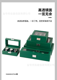 新品墨绿色皮革手表盒简约绒布手表收纳盒高档腕表展示礼品包装盒