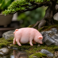 Miniature Pig Figurine for Desktop, Living Room, Garden, and Bonsai Decor