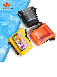 New Waterproof Bucket Bag with Phone Pouch, 2L Outdoor Beach Swimming Rafting Bag