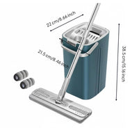 Hands-Hands-Scrape Flat Mop Built-in Squeegee Self-Wringing Mop and Container