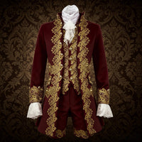 Medieval Prince Costume Retro Style Ornate Period Costume Embroidered Trim Fancy Dress for Men