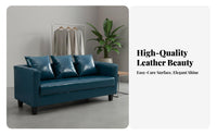 Easy to Clean 2 Seater Faux Leather Sofa High-Density Foam Cushion Modern 2 Seater Sofa Long-Lasting Construction Faux Leather Loveseat Soft Texture for Couples, Office Workers, Students, Bedroom, Retail Shop