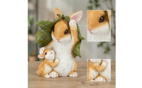 Rabbit Statue with Baby Cottagecore Rabbit Statue Whimsical for Yard, Flower Bed