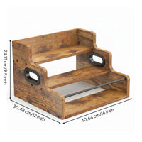 Wooden Seasonings Organizer with Handles 3-Tier Stepped Storage Rack Compact Display Stand Vanity