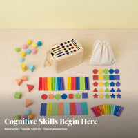 Color and Shape Sorting Toy Multiple Play Modes Wooden Shape Sorter Box Develops Fine Motor Skills Color Sorting Box for Kids, Preschoolers, Preschool