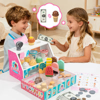 Wooden Pretend Play Ice Cream Shop Toy with Cash Register