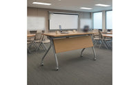 Swivel Casters Mobile Meeting Table Wood-Grain Folding Conference Table Front Panel Office Furniture Rectangular for Offices