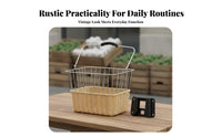 Quick Release Design Folding Bike Basket Large Capacity Woven Front Bike Basket Long-Lasting Construction for Shopping