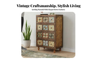 Multi-Drawer Accent Chest Vintage & Design Patterned Front Chest of Drawers Decorative Design Sturdy Construction