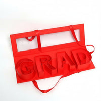 GRAD Letter Gift Box Transparent Window Graduation Flower Box Reusable Graduation Gift Tray for Students