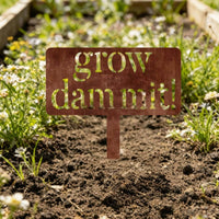 Rectangular Metal Garden Sign White Lettering Garden Sign Rust-Brown