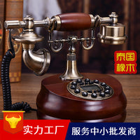 Antique European Style Solid Wood Telephone, Retro Fashion Creative American Home Landline, Chinese Classical Desk Phone, US Standard