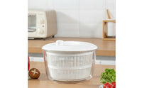 Perforated Salad Dryer with Clear Bowl Slotted Vegetable Washer with Basket Large-Capacity Salad Dryer with Strainer Manual for Home Cooks, Vegetarians, Meal Prep, Kitchen