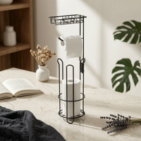 Toilet Tissue Storage Rack Easy Assembly Toilet Paper Holder with Shelf