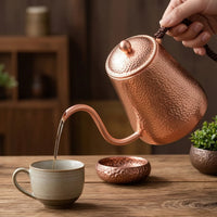 Copper Gooseneck Kettle Handcrafted Copper Kettle Textured Vessel for Tea Time