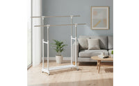 Adjustable Double Rod Clothes Rack Telescoping Clothes Rack with Double Rods Portable Furniture Heavy-Duty for Bedroom