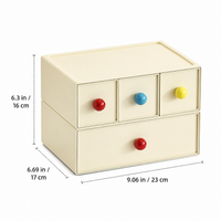 Desktop Drawers Desk Organiser, Stackable Storage Drawers for Cosmetics & Tissues, Cream PP Modern Chinese Design