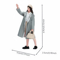 Painted Girl Figurine Detailed Finish Trench Coat Girl Figure Display Model Collectible