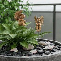 2 Pieces Angel Garden Stakes Micro-Landscape Accessory Cherub Plant Pot Stakes