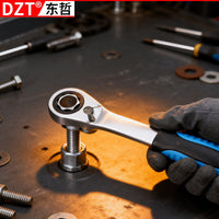 DZT 12-Point Socket Wrench Set with Reversible Ratchet and Long Shaft