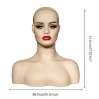 PVC Mannequin Head Hairpiece Display Head Realistic Face Shape for Photo Studio