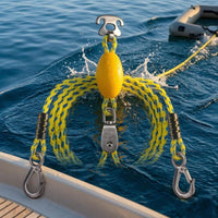 Braided PE Double-Hook Tow Rope Stainless Steel Fittings Watercraft Tow Rope Yellow Buoy Marine Gear High-Visibility