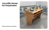 1 Lectern Classroom Presentation Desk Wooden Speech Stand Spacious Desktop Sturdy Construction Suitable for Lectures Meetings Speeches Auditoriums