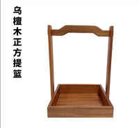 中式酒店用品手提盒圆形正方木制火锅店餐厅二层餐具特色小吃提篮