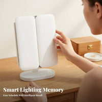 Lighted Shell-Shaped Case Foldable Lighted Vanity Box Adjustable Light Settings