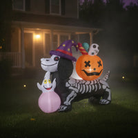Outdoor Inflatable Skeleton Dog Freestanding Skeleton Puppy with Pumpkin for Lawn