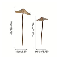 2 Pieces Retro Brown Toadstool Ornament Easy to Maintain for Courtyard