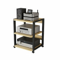 High-Fidelity Equipment Rack With Wheels Mobile Audio Component Shelf Space-Saving Multi-Tier AV Equipment Shelf for Audiophiles