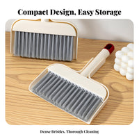 Small Broom and Dustpan Set High Density Bristles Fine Dust for Desk