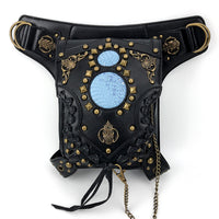 Steampunk Waist Bag with Chains Adjustable Gothic Belt Bag with Metal Rings Small Fanny Pack for Cosplayers, Festival Goers, Festivals, Concerts