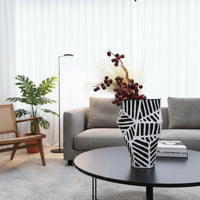 Black and White Striped Vase Decorative Geometric Striped Vase Centerpiece Home Decoration for Entryway