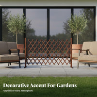 Weather-Resistant Wooden Lattice Divider Multi-Use Expandable Wooden Fence Easy Installation Extendable Garden Fence Stable Base for Gardeners, Homeowners, Pet Owners, Yard, Patio, Entryway, Balcony