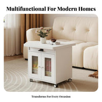 Transformable Coffee-to-Dining Table Height-Adjustable Wheeled Mobile Table Piece Table versatileUse Easy Assembly
