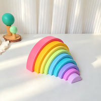 Rainbow Building Blocks Large Montessori Wooden Arch Bridge Educational Toy for Kids 3-4 Years