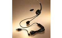 Flexible Monaural Headset with Inline Control Wired Single-Ear USB Headset Adjustable for Office Workers