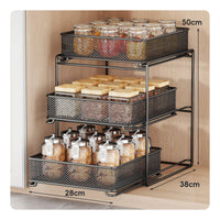Multi Layer Pull out Organizer Shelf Space Saving Pull out Drawer Organizer Sturdy Metal Sliding Storage Drawer Stable for Kitchen Cabinet, Pantry