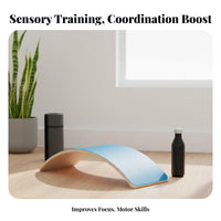 Sensory Training Wooden Balance Board Long-Lasting Wood Construction Curved Balance Board Multi-Functional Educational Rocker Versatile Use for Toddlers, Adults, Pilates, Playroom, Home Fitness
