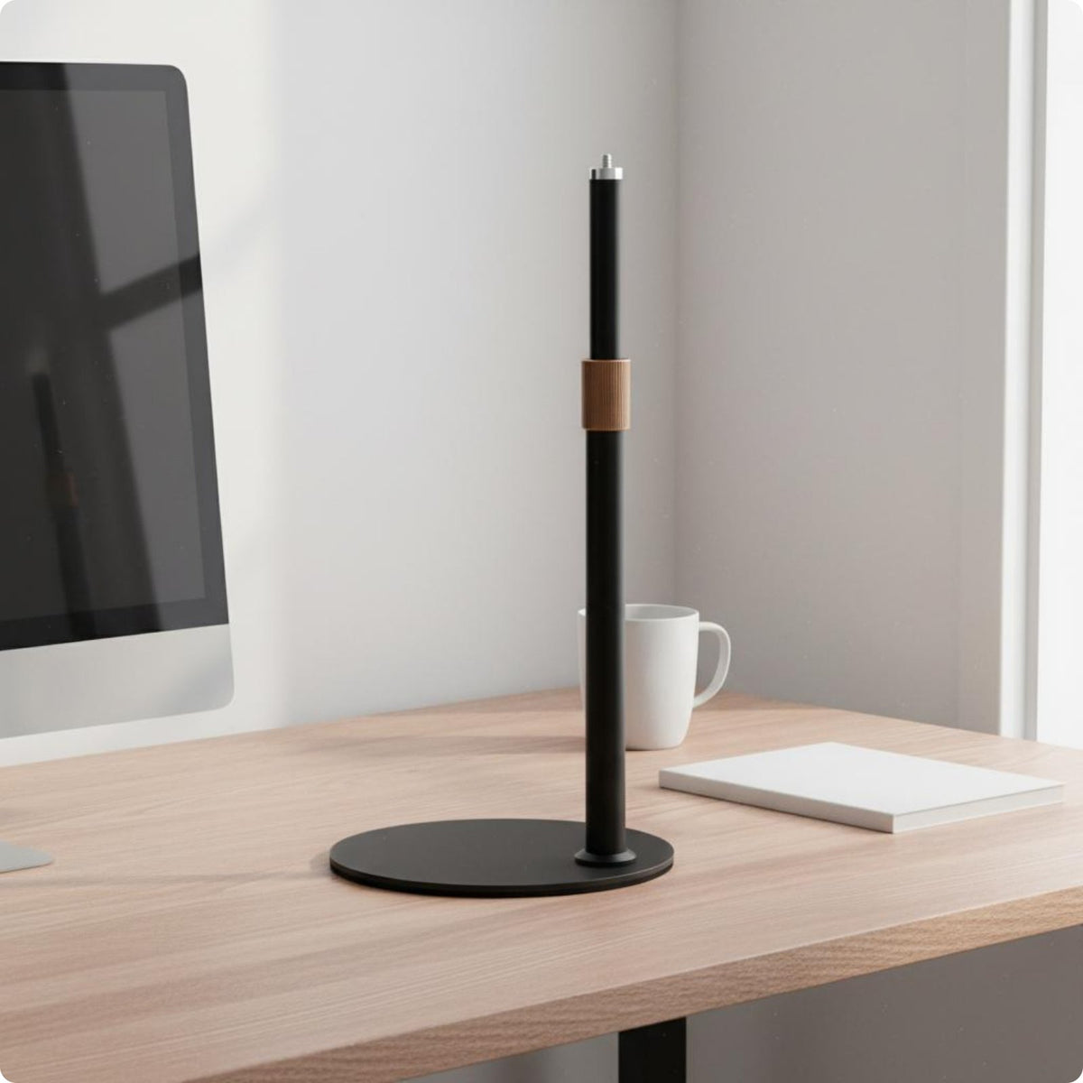Circular Light with Stand Sturdy Tabletop Phone Holder for Content Creators